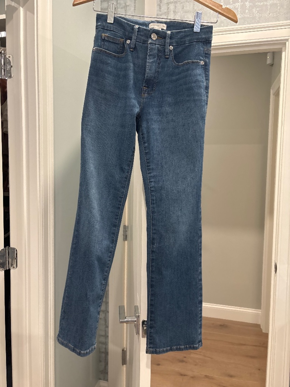 Good American Soft Tech Good Legs Straight‎ GLS270T BLUE007 Sz 8/29 Inseam 27.5"